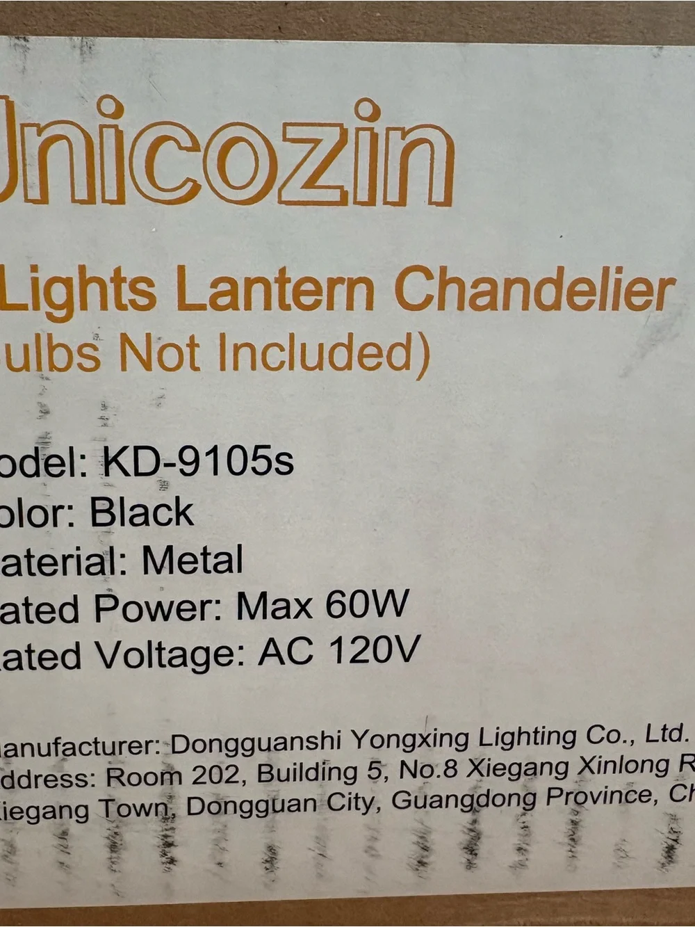 Unicozin 4-Light Black Farmhouse Chandelier, Iron Lantern Pendant Light, NIB